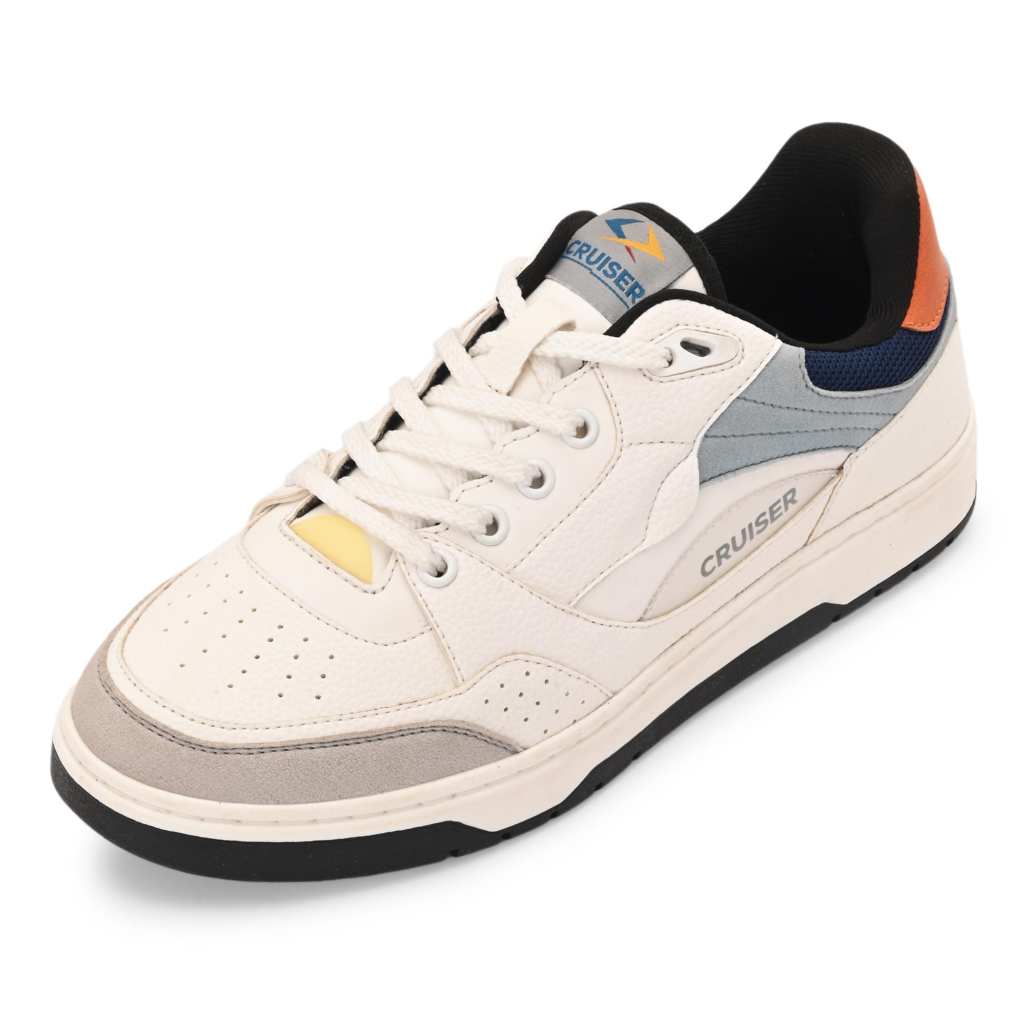 Cruiser White Sneaker for Men | Lightweight & Comfortable | Stylish Lace-Up Casual Footwear with Cushioned Insole |Classic Canvas Sneakers for Effortless Style | Perfect for Versatile Outfits (2632) - 8 UK