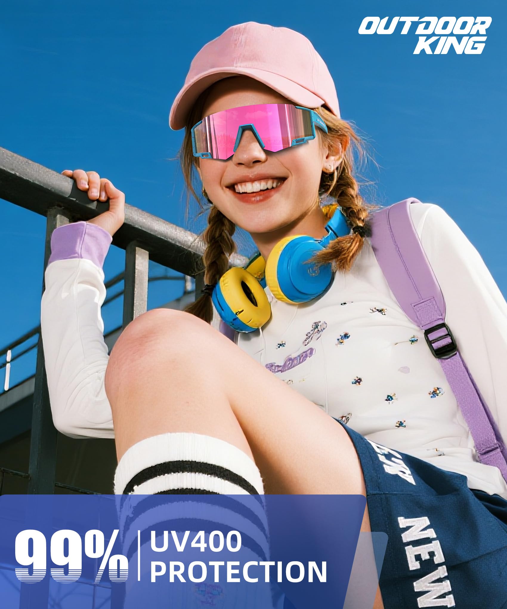 Kinder-Sonnenbrille, Baseball-Sonnenbrille, UV-Schutz, Brille für Jungen und Mädchen