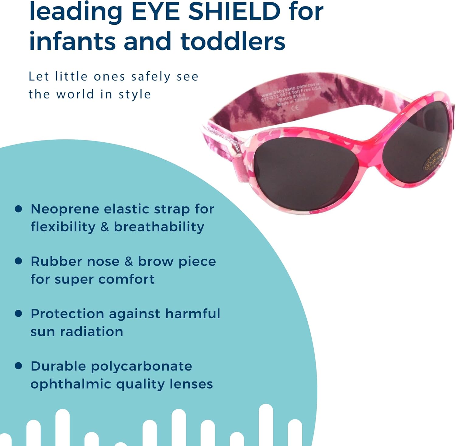 BANZ Baby Retro Kidz Oval Sunglasses with Strap - 2-5 Years Toddler Sunglasses – 100% UV Eye Protection With Glare Reduction - Image 3