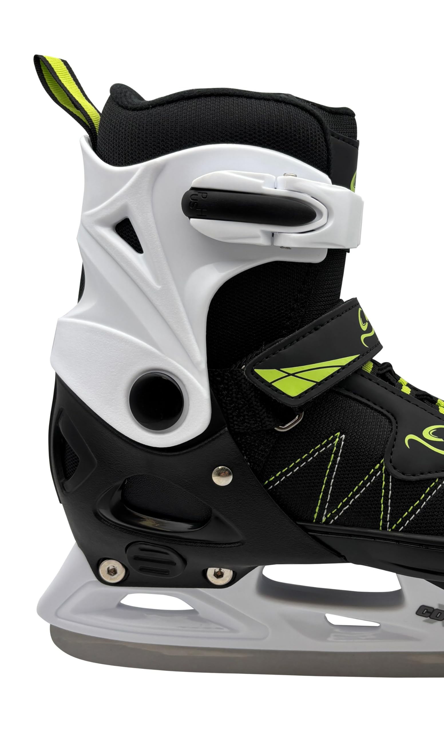 Cox Swain verstellbare Schlittschuhe Frosty, Eislaufschuhe für Kinder, Jugendliche und Erwachsene bis 100KG, vorgeschliffene Edelstahlkufe, Softboot, Black/Lilac Gr. XS (29-32)
