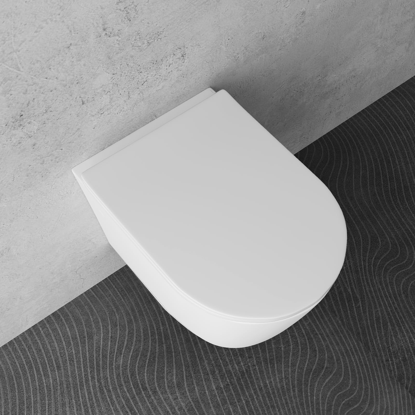 Alpenberger WC Sospenso Nero Opaco Con Rivestimento Nano E Sedile Soft-Close - Senza Bordo, Ceramica Moderna Con Risciacquo Profondo, Compatibile Geberit