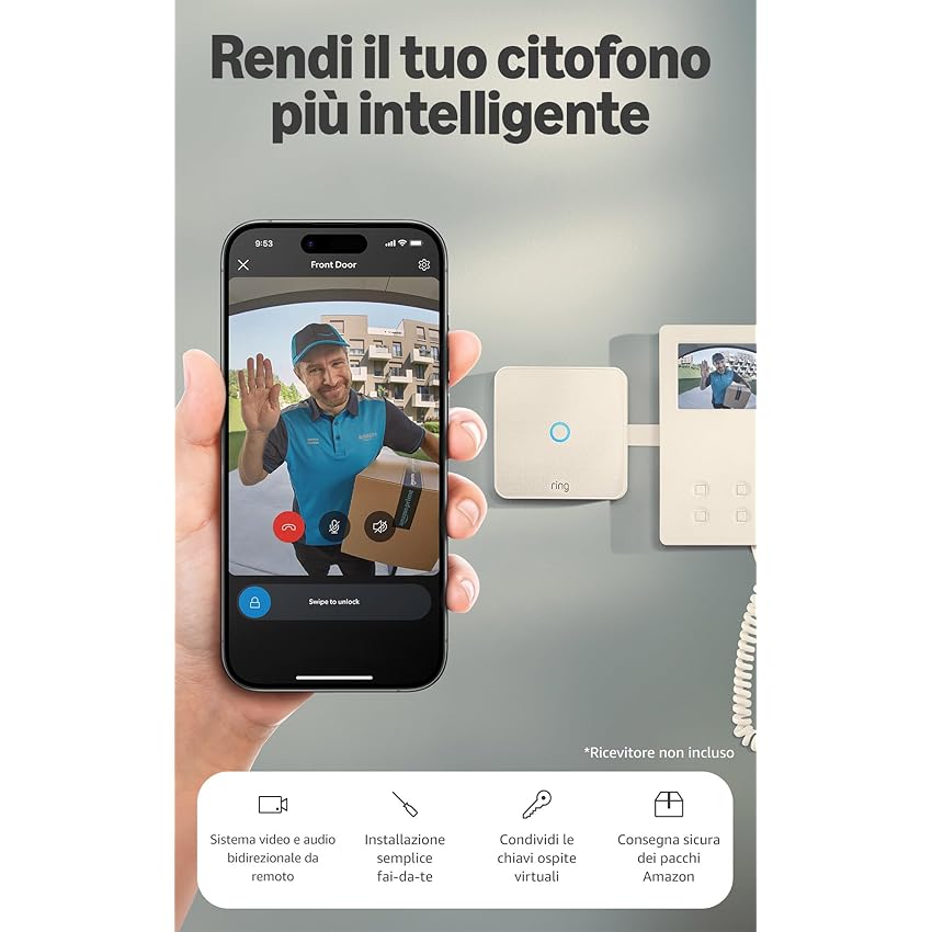 Ring Intercom Video (ultimo modello) | Rendi il tuo citofono più intelligente | Video in streaming, chiavi virtuali e accesso remoto | Configurazione fai-da-te