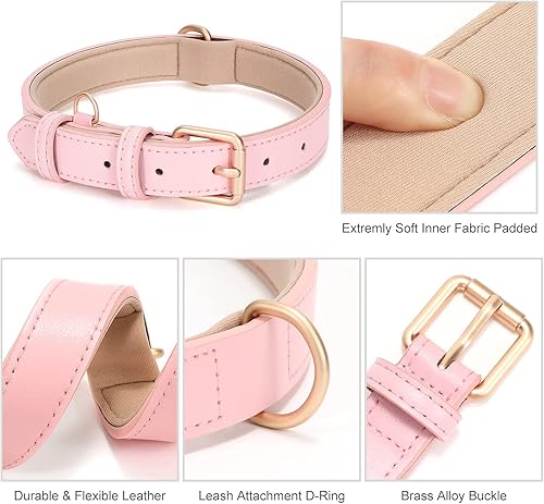 Miniatura 4 de WHIPPY Airtag - Collar de piel para perro, rastreador GPS, collar de cachorro ajustable de cuero suave acolchado con funda para Airtag para mochila