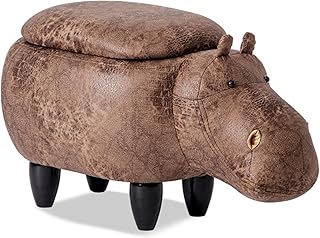 Wood Ottoman, Faux Leather Ottoman, Adult Footrest, Children Animal Storage Ottoman, Shoe Changing Footstool, Sofa Tea Stool, Animal Footstool for Outdoor Guest Rooms Indoor,H,storage