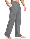 Men's Cargo Sweatpants Open Bottom Baggy Sweat Pants for Mens Straight Leg Gym Cargo Sweats Lounge Pants with Pockets