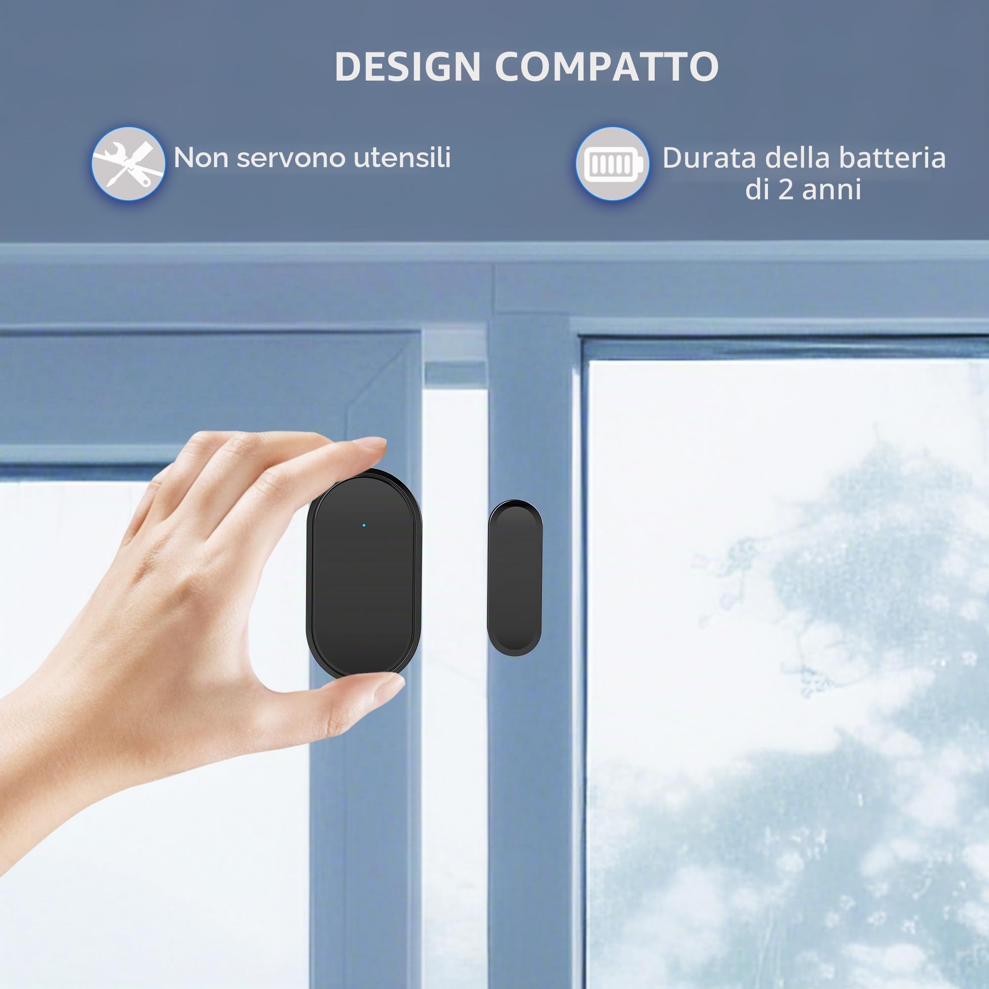 Rilevatore di campanello senza fili per porte e finestre, 39 suonerie, 2 campanelli di allarme 4 coppie di sensori di porta,Sistema di allarme per la sicurezza domestica, nero