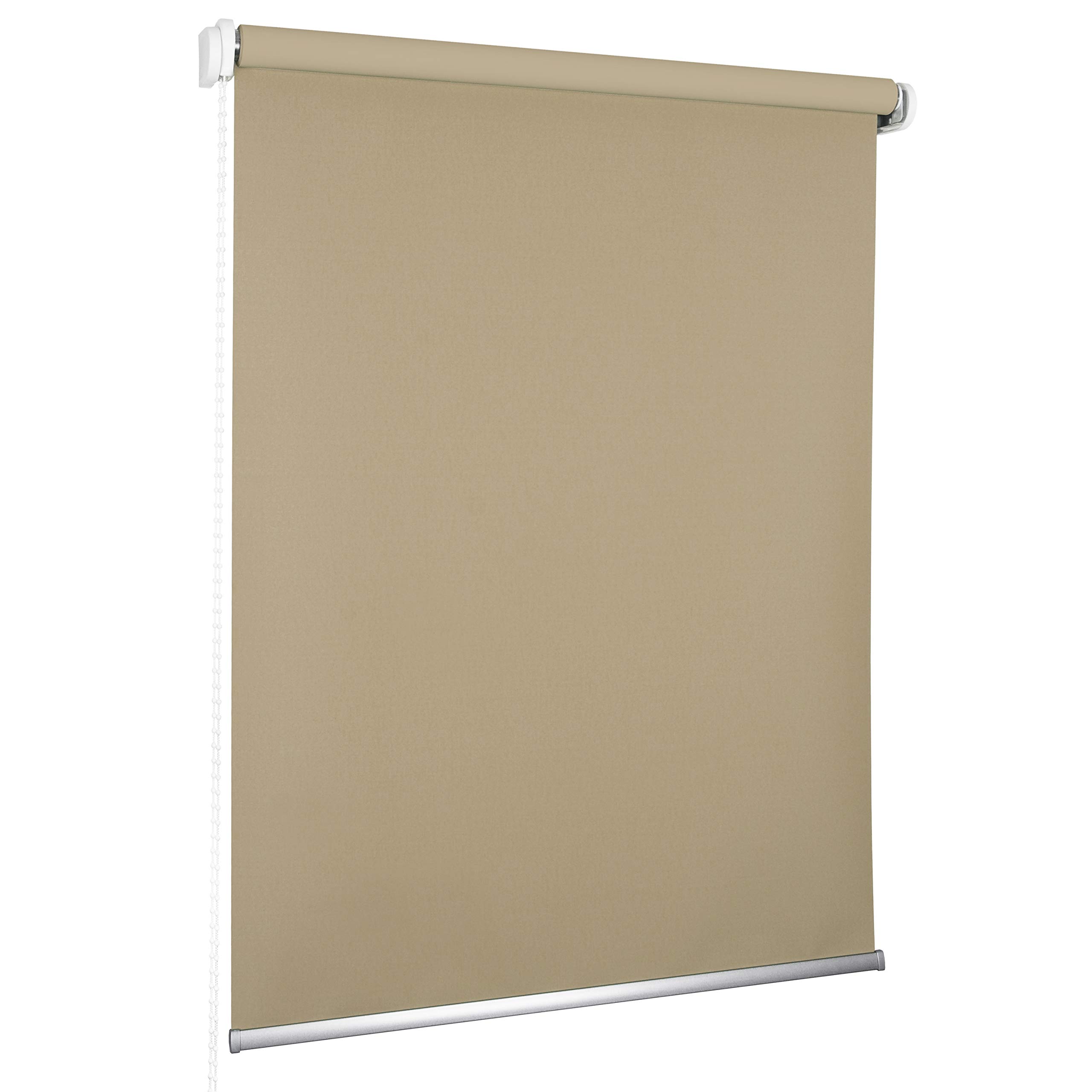 Rollmaxxx standardowa roleta zaciemniająca, roleta z cięgnem bocznym, roleta z łańcuszkiem, światło dzienne, ochrona przed wzrokiem (100 x 190 cm, beżowa)