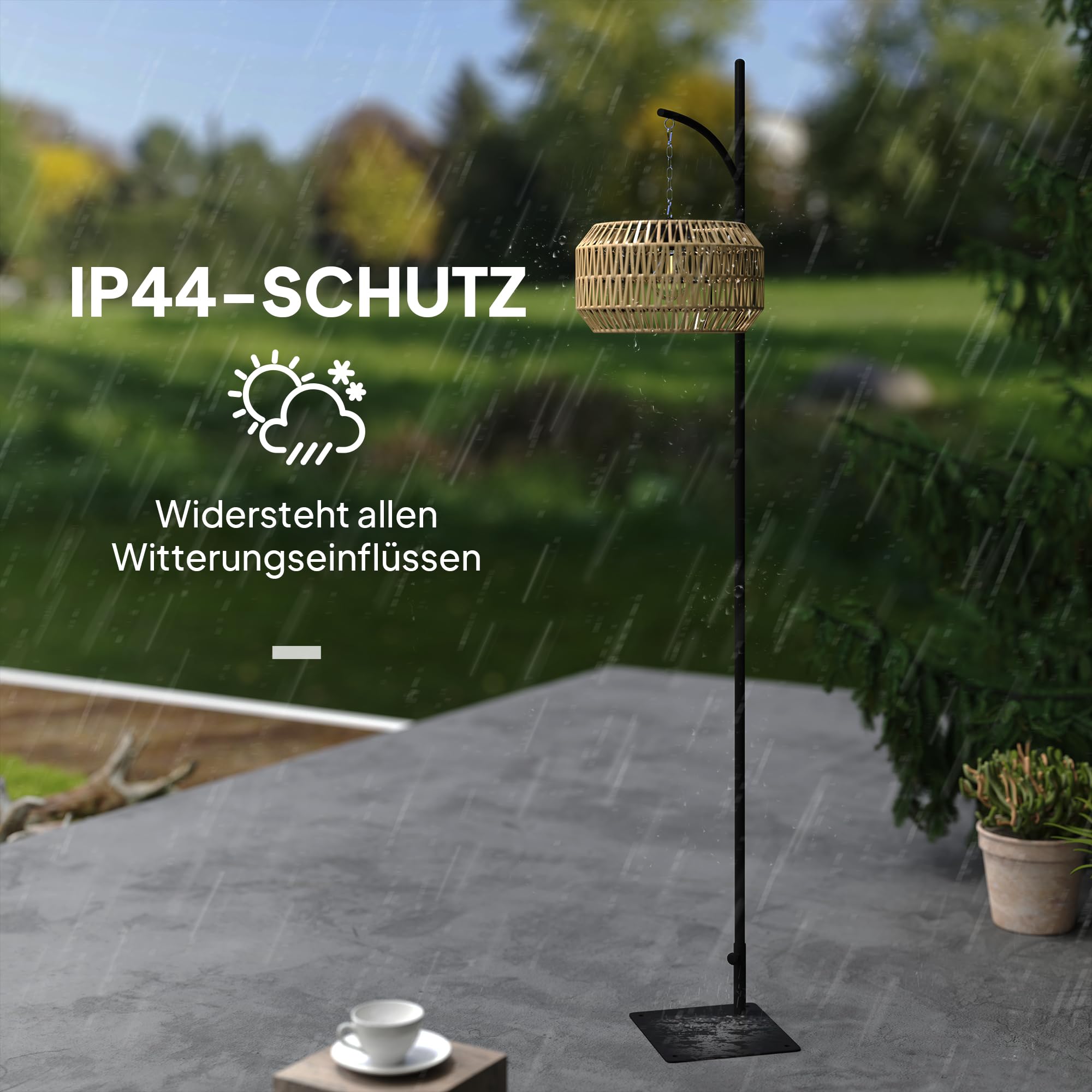 Outsunny Solar Stehlampe Rattan Mit Lichtsensor 25  Produktbild-Vorschau 5