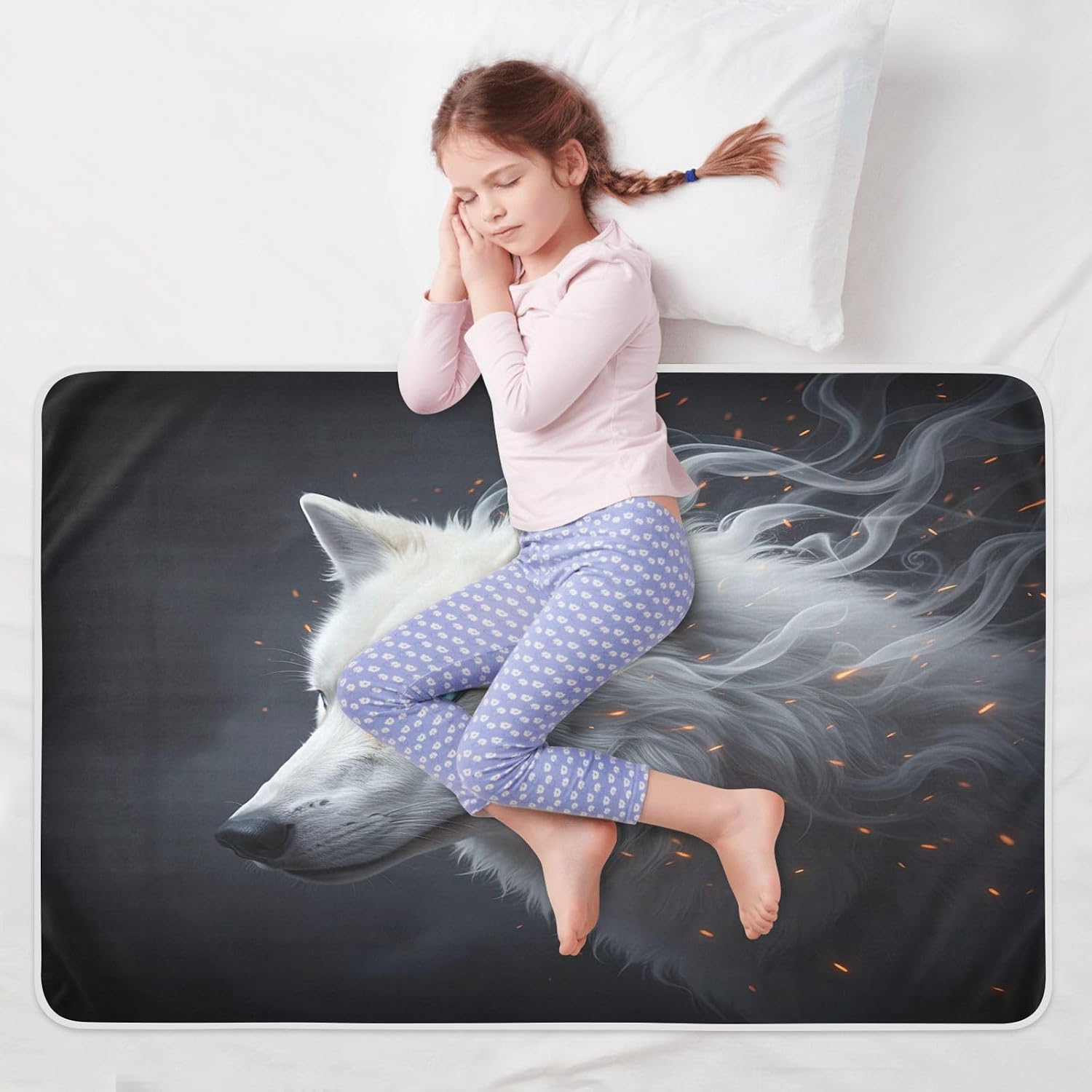 CEBUGI 34” x 52”Washable Underpads Heavy Absorbency Waterproof Incontinence Bed Pads Wolf Head Pee Pads for Adults Kids and Baby