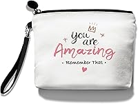 Vista 12 de Hglian Bolsa de maquillaje de viaje con flores de margarita, organizador inspirador de artículos de tocador cosméticos, bonita bolsa con cremallera