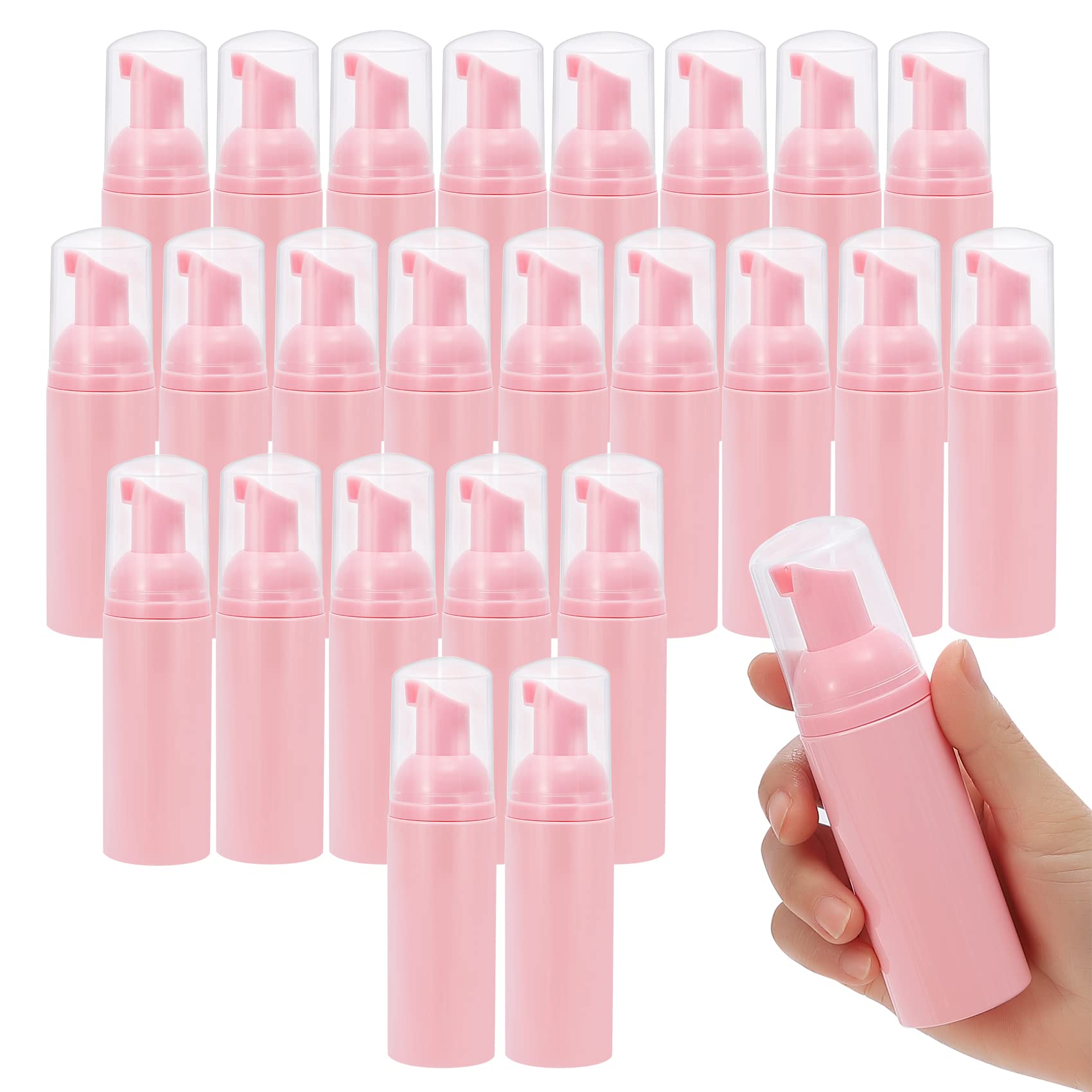 24 pcs 2oz/60 ml Foam Soap Dispensers Mini Plastic Refillable Travel Bottles with Pump for Hand Sanitizer Shampoo Soap Cleanser Castile Liquid
