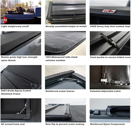 Miniatura 7 de Funda de repuesto suave de tres pliegues para caja de camioneta Maverick 2022 2023 2024 de 4 pies 6 pulgadas, instalación simple, entrega rápida,