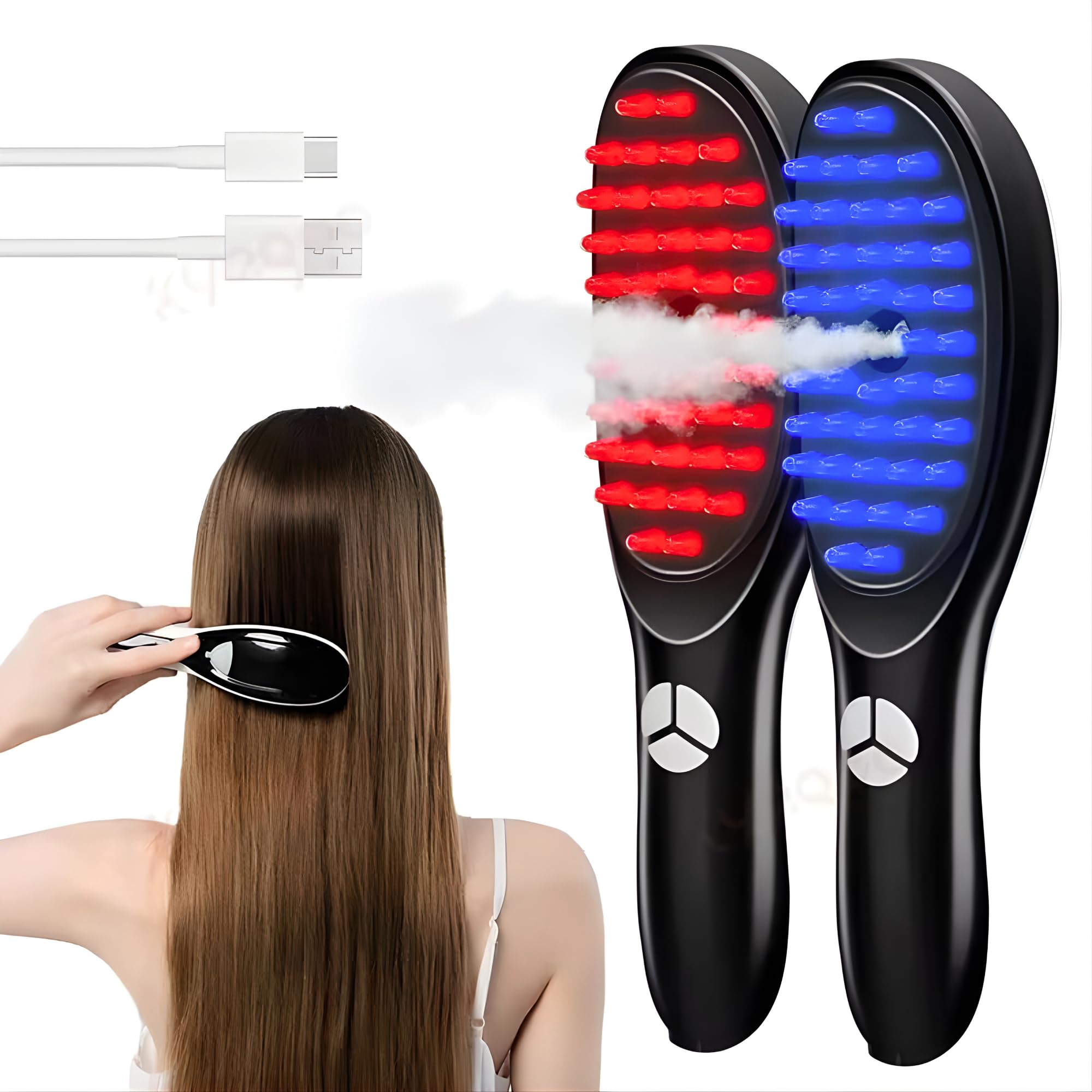 Blue & Red Light Scalp Massager Brush Electric, LED Phototherapy Comb With Oil Applicator, High Frequency Comb For Hair Growth Photo Therapy, Red Light Therapy For Hair Loss & Scalp Care-image-32