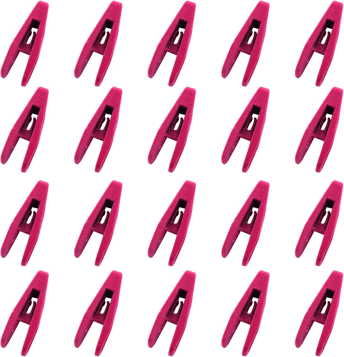 Hordion 20Pcs Hot Pink Velvet Hangers Clips, Strong Finger Flocked Clips