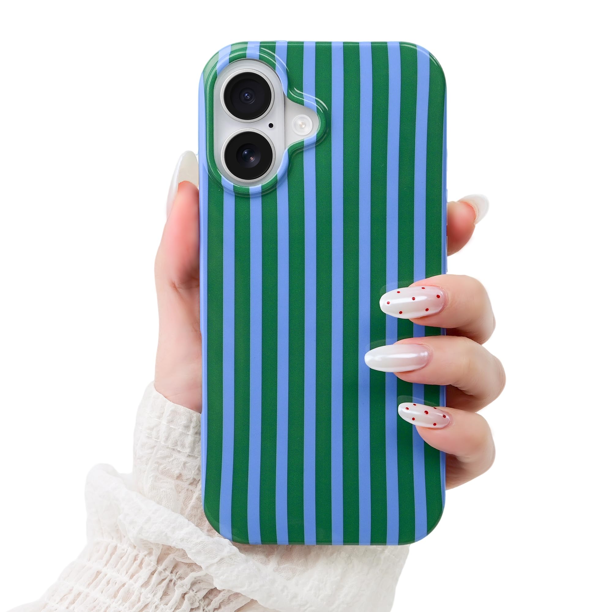 Photo 1 of SleekCover Blue/Green Striped Case for iPhone 16