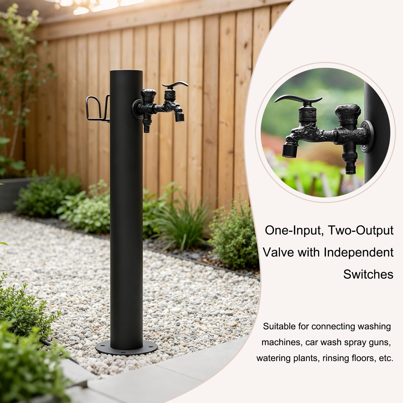 Colonna d'acqua verticale da giardino, supporto autoportante per tubo con rubinetto, forniture da giardinaggio per irrigazione, 86,1 x 5,1 cm