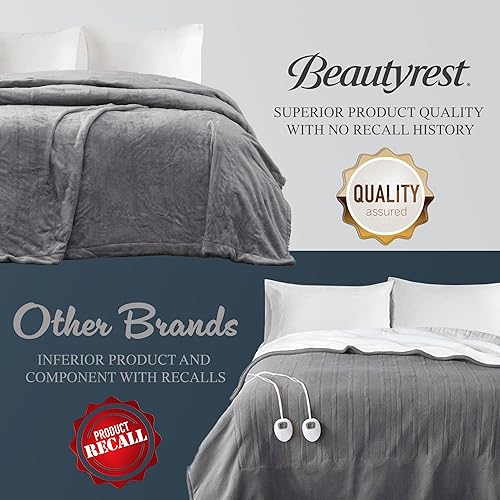 Vista 52 de Beautyrest BR54-0656 - Manta eléctrica afelpada con 20 niveles de calor, equipada con tecnología Secure Comfort y apagado automático de 10 horas