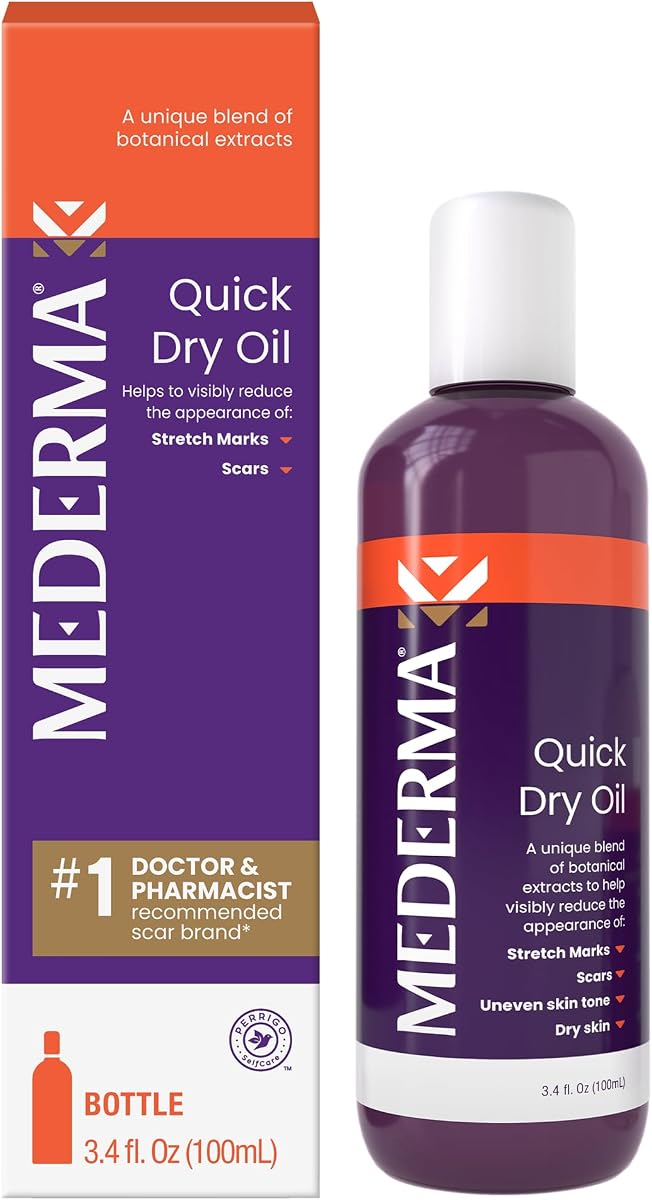 Quick Dry Oil, Scar and Stretch Mark Treatment, Helps to Improve the Appearance with Natural Botanical Extracts, Paraben Free, Fast-Absorbing, 3.4oz (100ml)