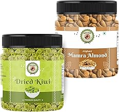 GITTO Mamra Almonds & Dried Kiwi Combo (250g Each) | Pure & Natural Dry Fruits | Energy Snack & Festival Gift Pack | Natural, No Added Sugar