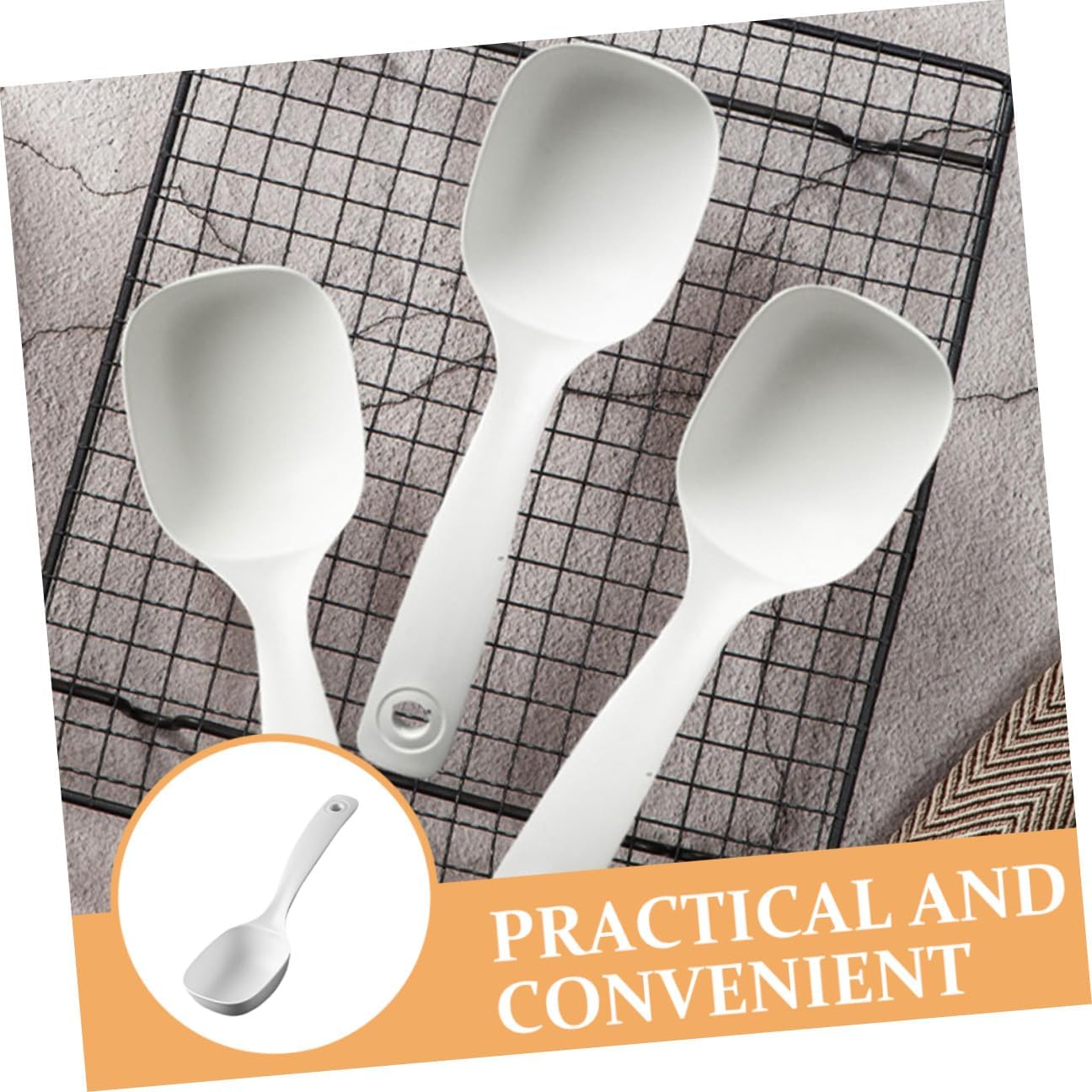 4pcs Long Handle Rice Ladle and Porridge Spoon Set, Sturdy Plastic Soup Ladles for Cooking and Serving, Kitchen Utensils Suitable for Home, Restaurant, Buffet Use