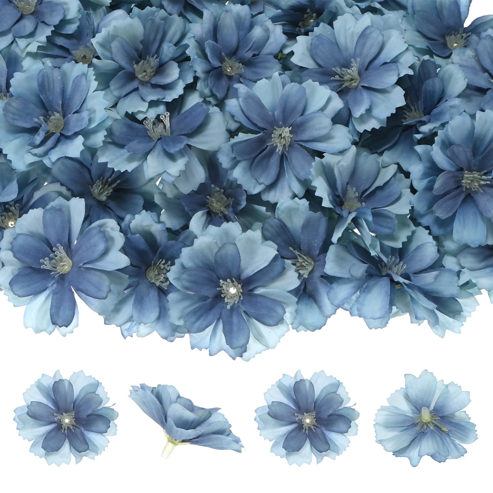 M METERXITY 50-Pack Artificial Flower Heads, Silk Fake Plum Blossom Head for Wedding/Garland/Hat/Shoes/Party Decoration