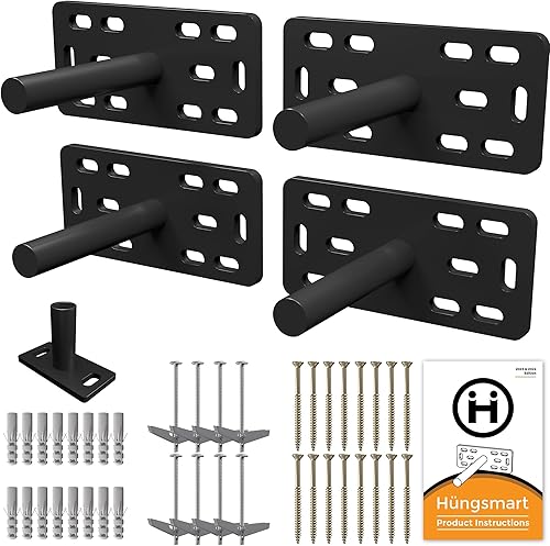 Miniatura 74 de Soporte de estante flotante resistente de 4 x 22 pulgadas - Soporte de estantes de pared largos, accesorios de estante flotante ocultos, soportes