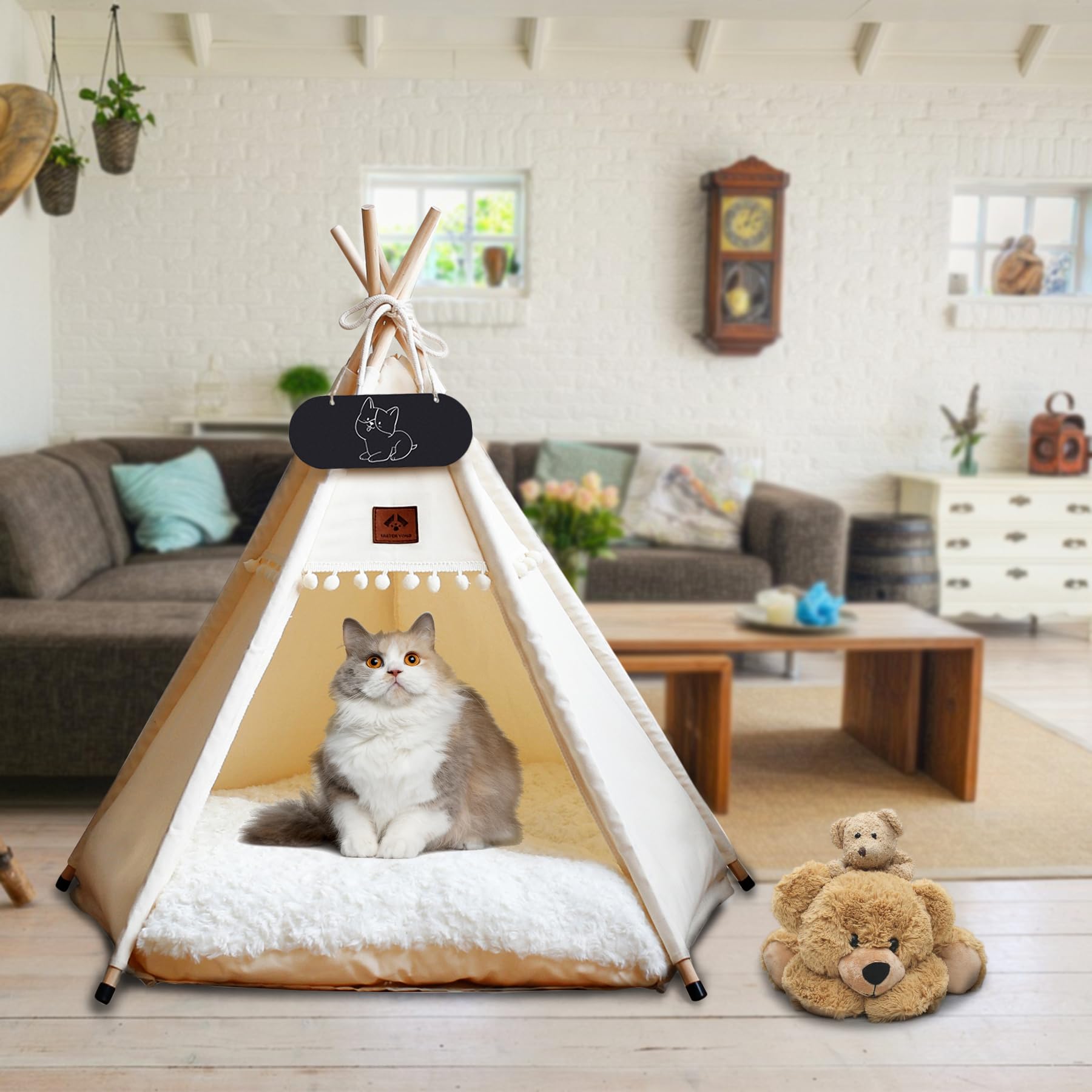Tipi, Hondentent, Kattentent, 60x70x60cm, Voor Kleine Honden Zoals Een Chihuahua En Havanezer Katjes Wit