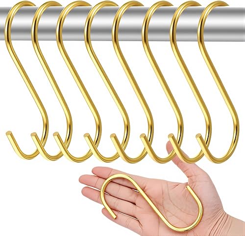 24 ganchos dorados en S para colgar, gancho de aleación resistente en forma de S de 4.3 pulgadas, ganchos en S perfectos para organización de