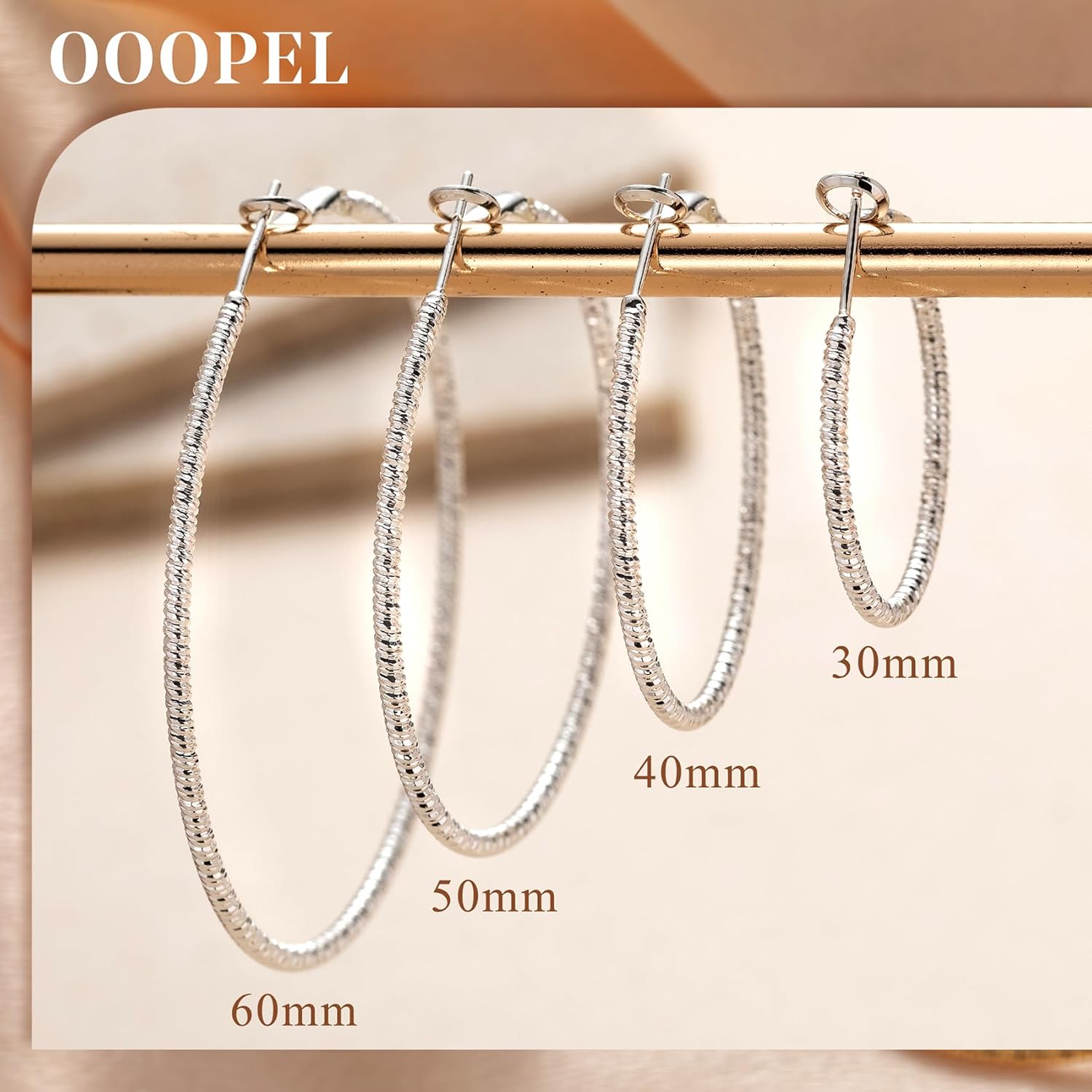 OOOPEL Gold Hoops Earrings for Women, 14k Real Gold Plated Big Earring Hoops Lightweight Earrings Hypoallergenic Large Sterling Silver Hoop Earring for Women 30MM 40MM 50MM 60MM - Image 5
