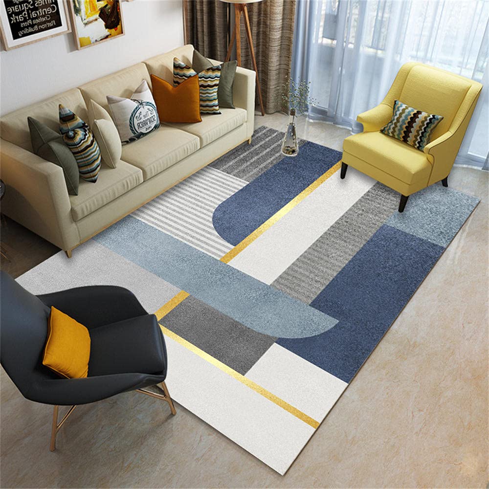 Tapis moderne minimaliste aux finitions graphiques dorées