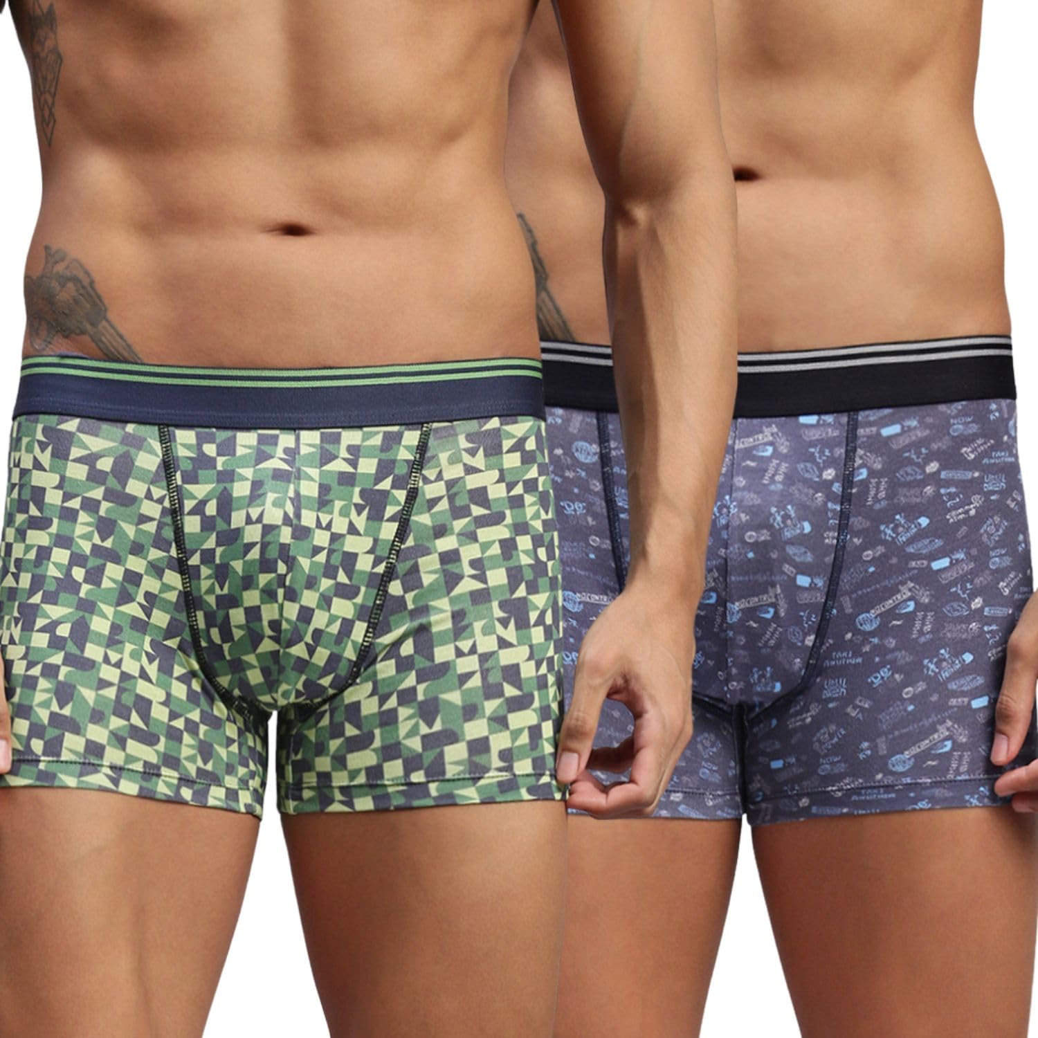 hayu 2PC Pack of Crazy Cubes & Graphic Navy Men Modal Printed Trunks-picture-24