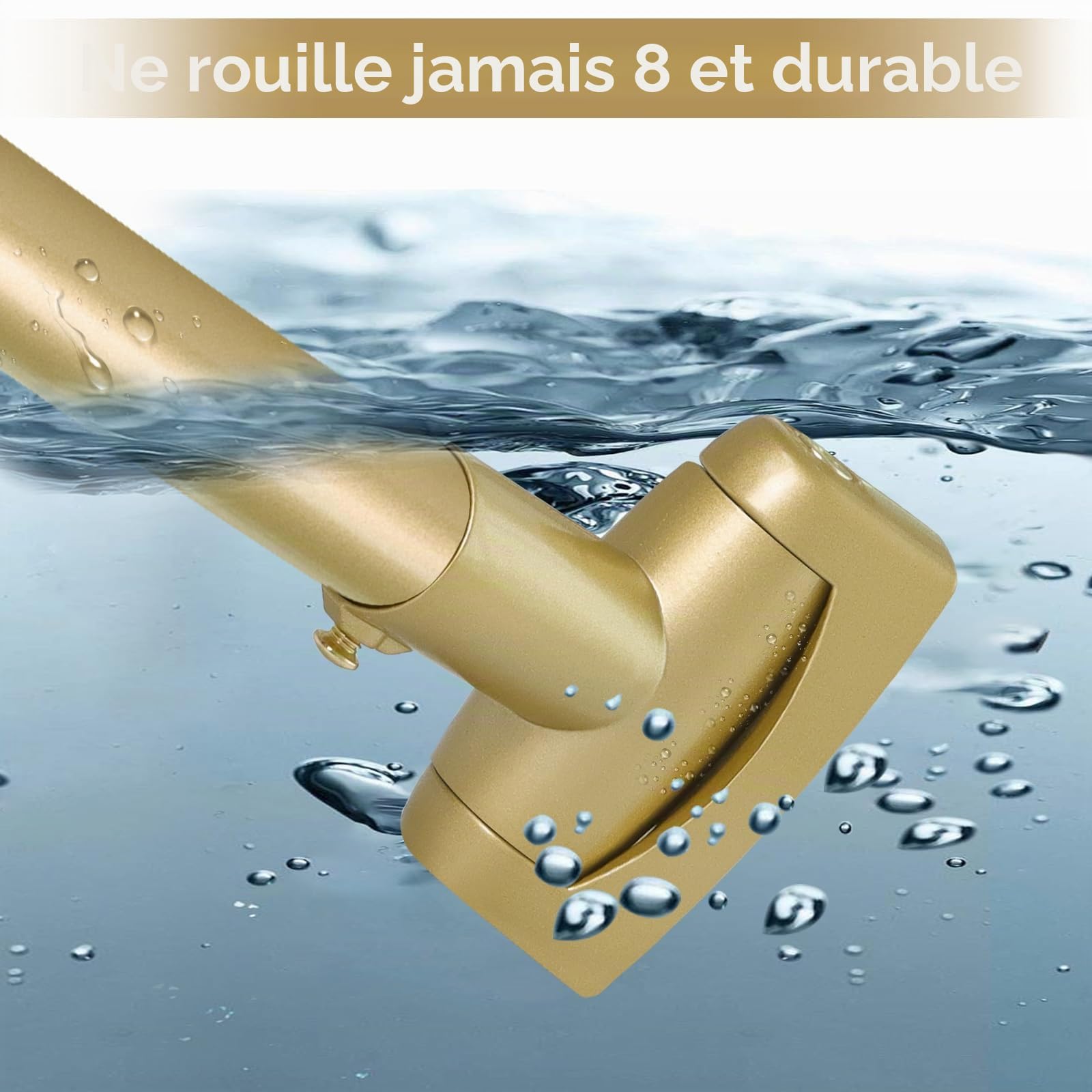 YNL Tringle à rideau de douche incurvée de 90 à 208 cm (2,5 à 2,5 m), ronde dorée et antirouille, pour salle de bain, baignoire, réglable, ne rouille pas, espace supplémentaire, antidérapante