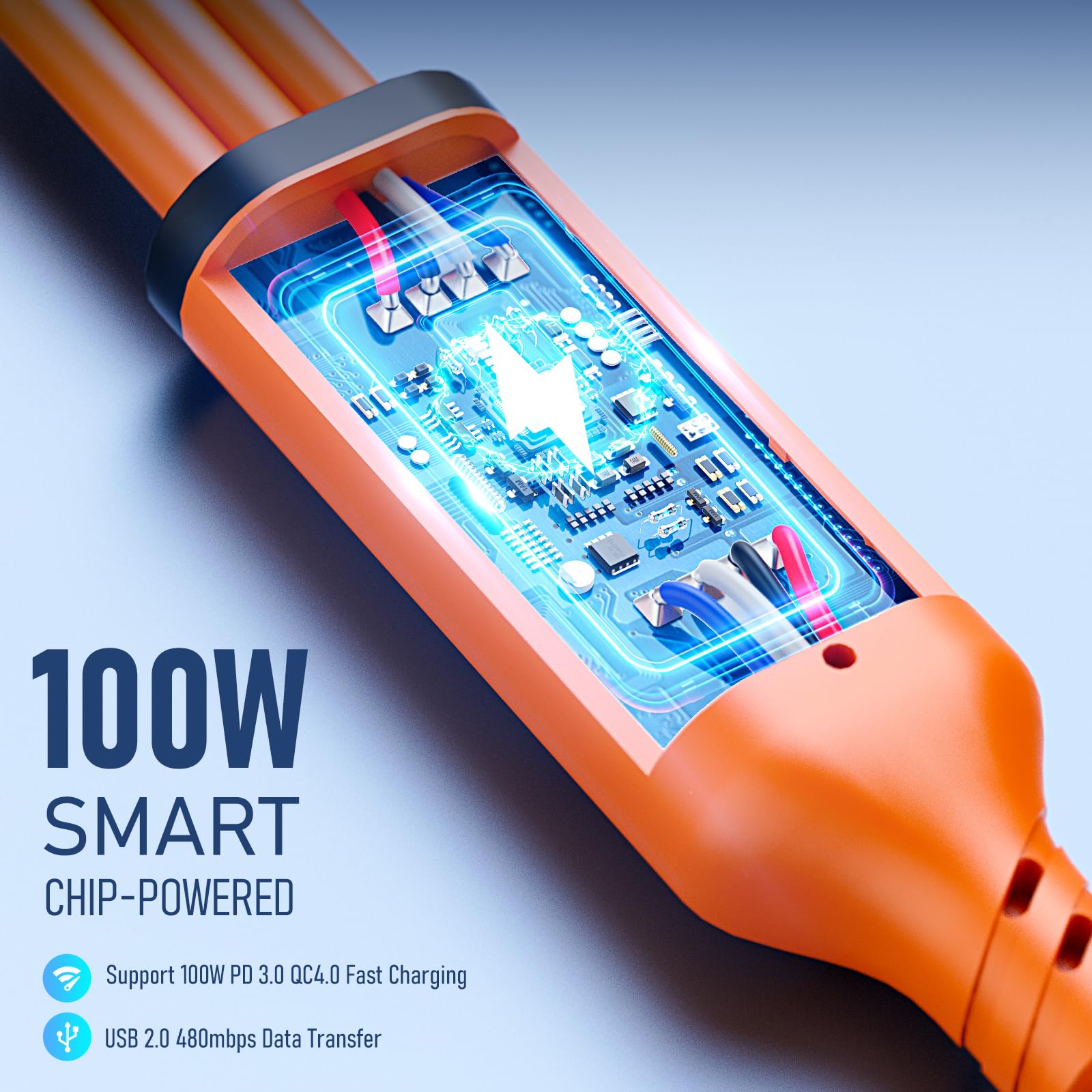 Travel Essentials Câble de charge 3 en 2 en silicone 100 W USB A/C vers double USB C/pour Apple Watch, câble de charge rapide compatible avec iPhone 17-15, iPad, MacBook, appareils de type C 1,5 m
