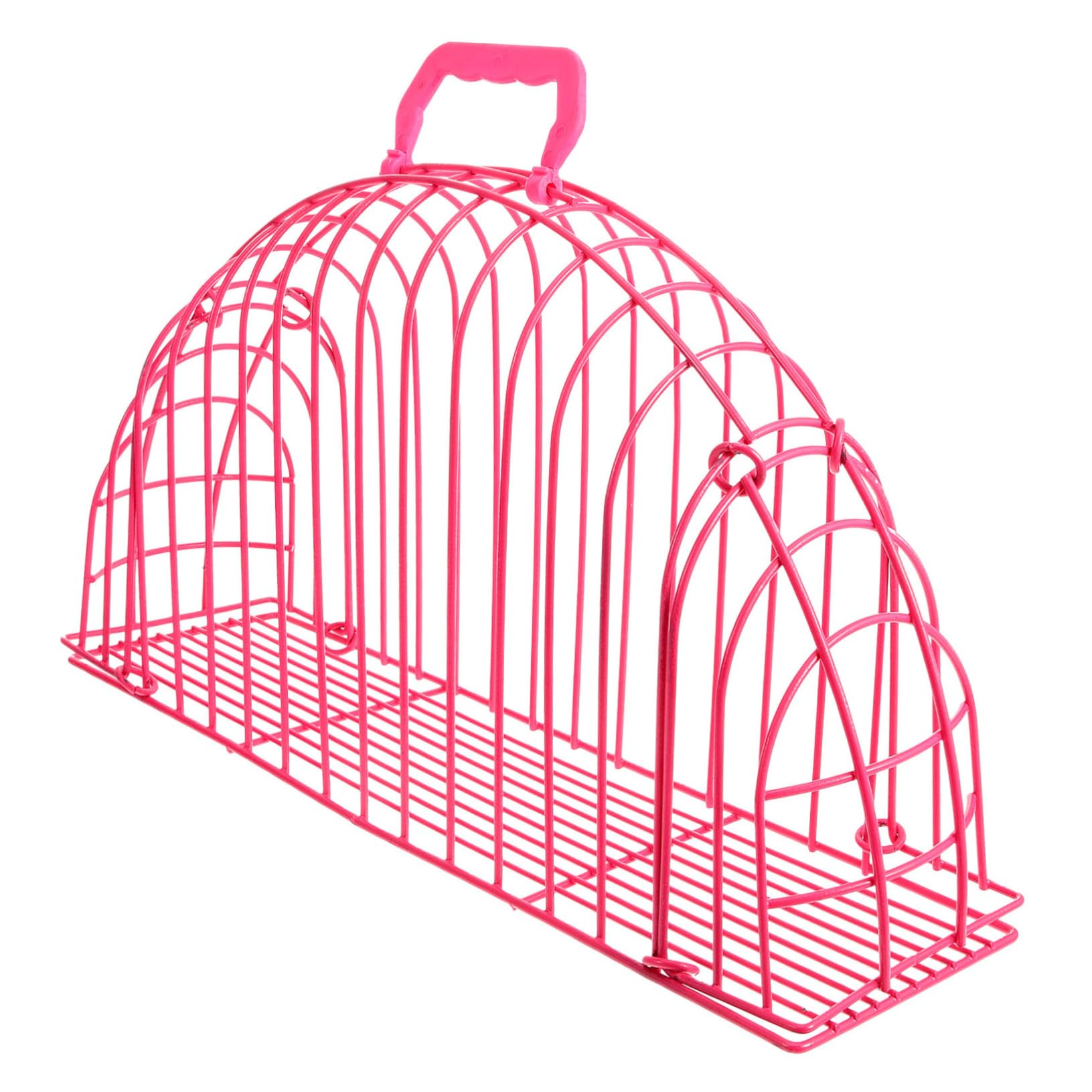 Didiseaon Scratch-resistant Metal Cat Bathing Cage with Mesh Netting, Portable Pet Showering Enclosure with Handle, Small Pink Grooming Cage for Cats and Dogs at Home