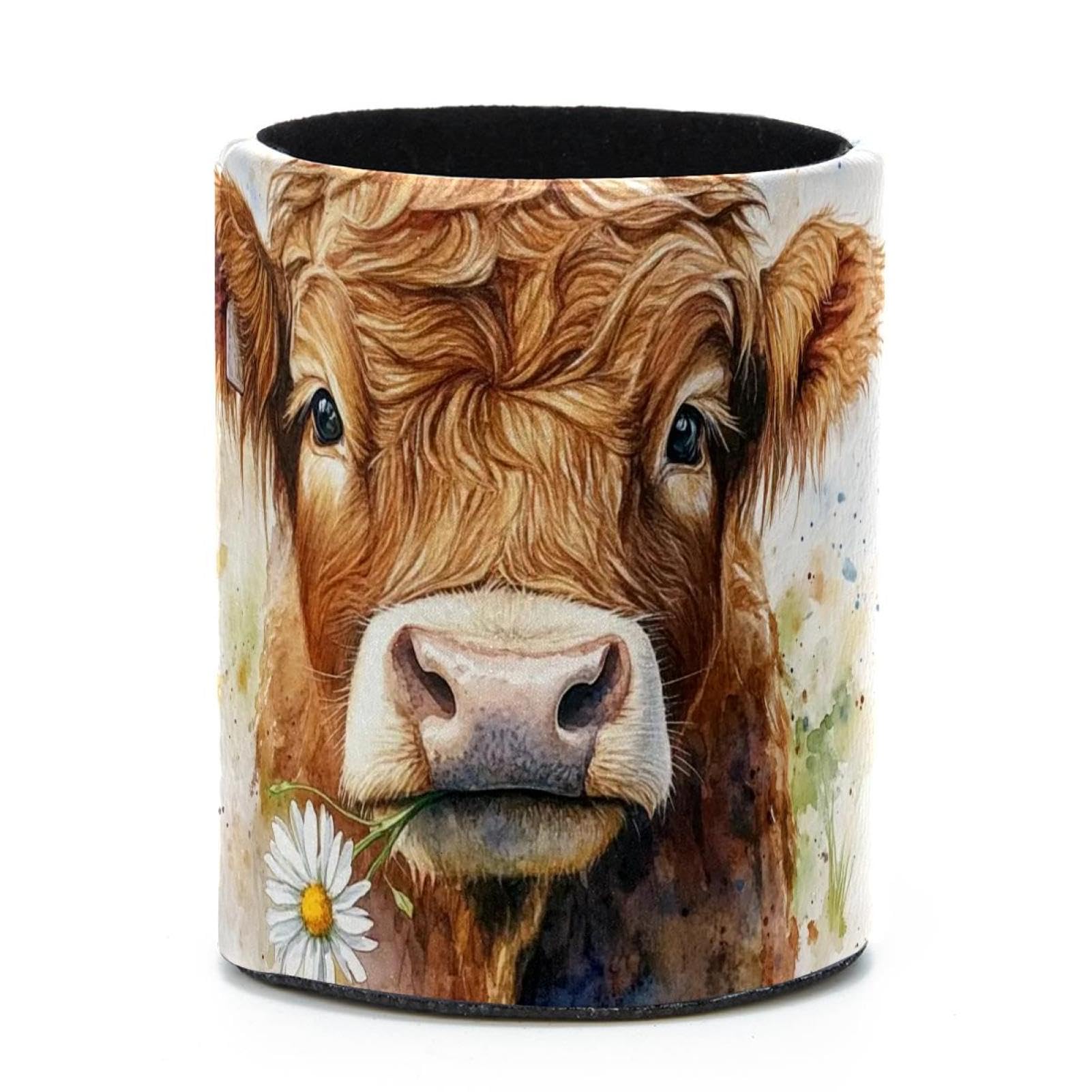 VAPOKF Round Pencil Holders for Desk, Watercolor Cow Pen Holders Pen Pot Makeup Brushes Storage Desktop Stationery Supplies Organiser for Home Office