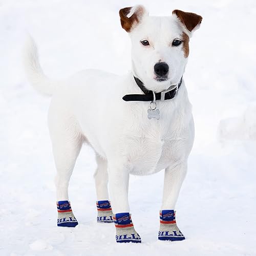 Miniatura 2 de NFL Buffalo Bills - Calcetines antideslizantes para perro con parte superior elástica acanalada, talla medianagrande. Calcetines para interiores y
