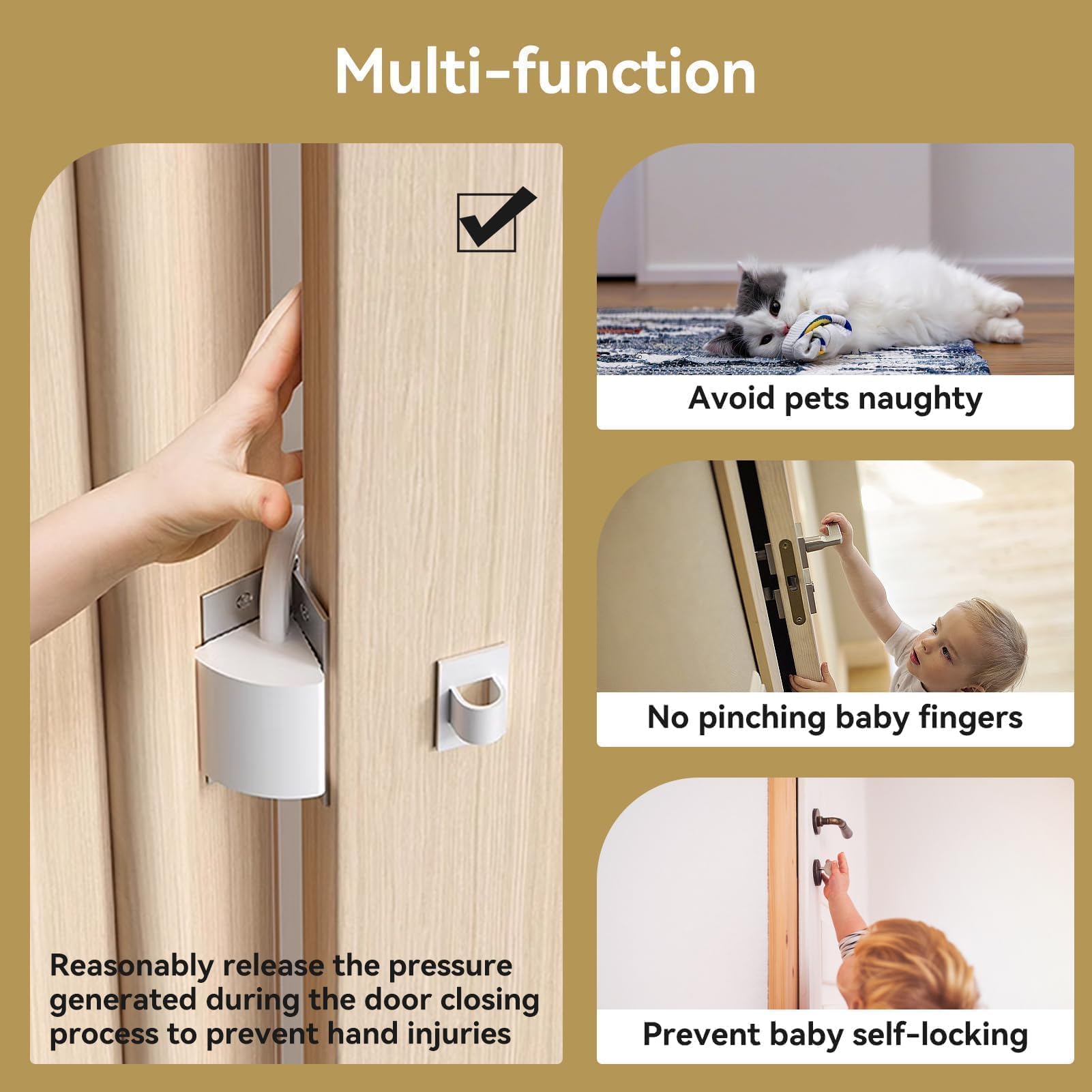 Tope de seguridad para puerta de bebé, 8 piezas PP Protectores de pellizco para puerta Tope de puerta Seguridad para niños Bebé Niño Dedo Protector de manos Bisagra de puerta Tapón de seguridad para