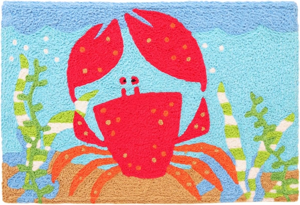 Jellybean Happy Red Crab Accent Washable Rug 20" x 30" Doormat
