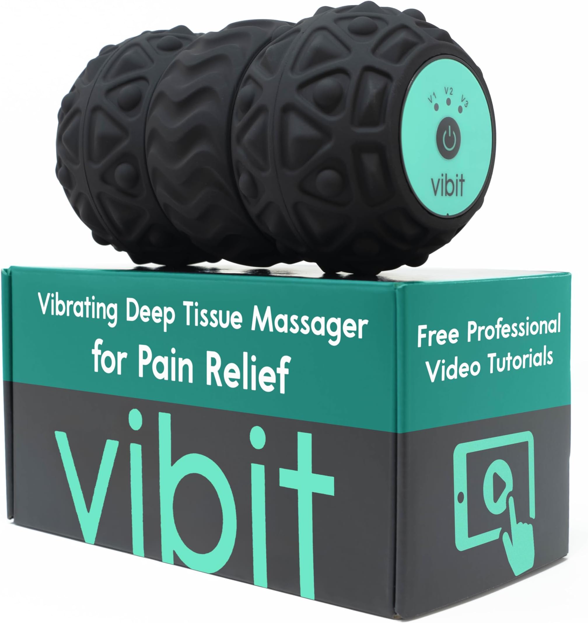 - Vibit - Vibrating Massager for Plantar Fasciitis, Pain Relief and Sciatica, Foot and Body Portable Massage Roller, Deep Tissue Pain Relief from Feet to Neck, Electric, 3 Vibration Levels (Black)