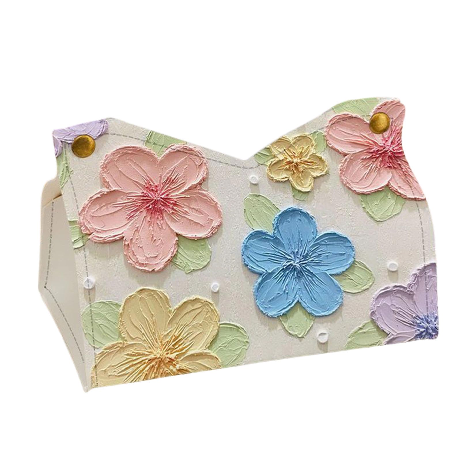 Shntig Stylish Floral Printed Leather Napkin Holder Decorative Napkin Dispenser Ideal for Car Living Room or Dining Table Leather Tissue Box