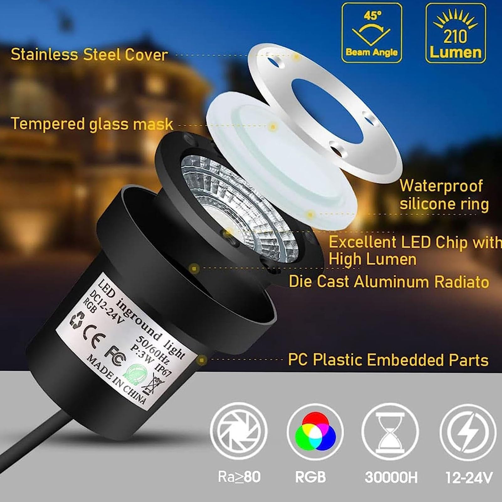4PCS Faretti LED Esterno - 3W Faretto Luce Da Pavimento, Faretto Da Incasso A Terra RGB LED, 12V-24V Luci Spot A Terra, Lampada Da Terra Da Incasso Per Giardino IP65, Faretto A 4PCS Faretti LED Esterno - 3W Faretto Luce Da Pavimento, Faretto Da Incasso A Terra RGB LED, 12V-24V Luci Spot A Terra, Lampada Da Terra Da Incasso Per Giardino IP65, Faretto A