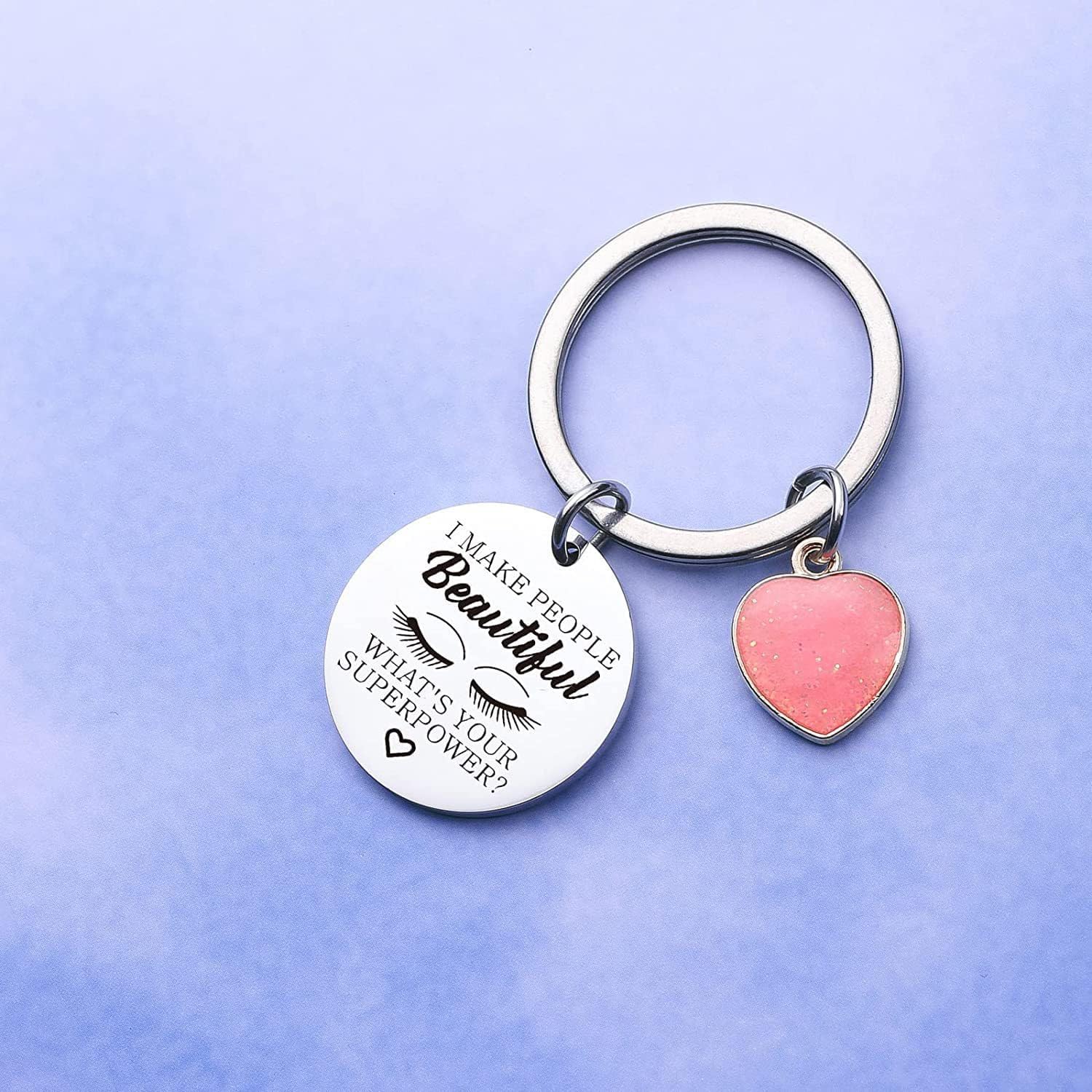 Hibetek Lashes Girl Gift Lashes Keychain Eyelashes Artist Keychain Beautician Gift Makeup Lover Gift I Make People Beautiful What's Your Superpower Bracelet