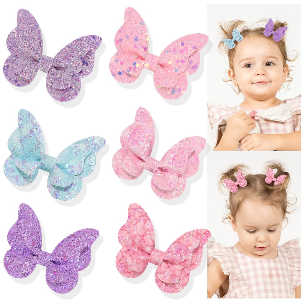 PALAY Hair Clips For Girls Kids 6Pcs Set, Glitter Butterfly Baby Hair Clips, Color Sequin Hair Bows Barrettes Non-Slip Hair Accessories For Baby Girls, Toddlers, Children, Multicolor (B0CLJC95M2) Amazon Price History, Amazon Price Tracker