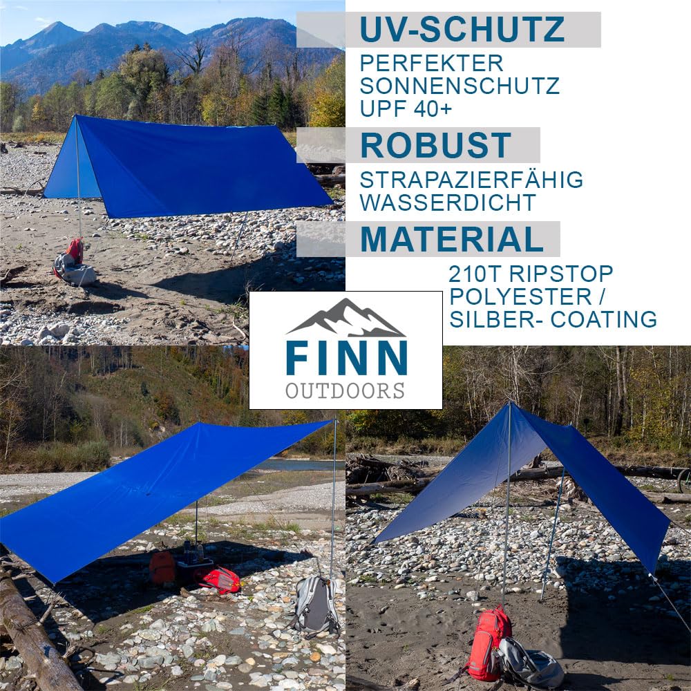Lona para tienda de campaña (3 x 3 m), impermeable, ultraligera, protección solar, protección UV, toldo ideal para camping y actividades al aire libre
