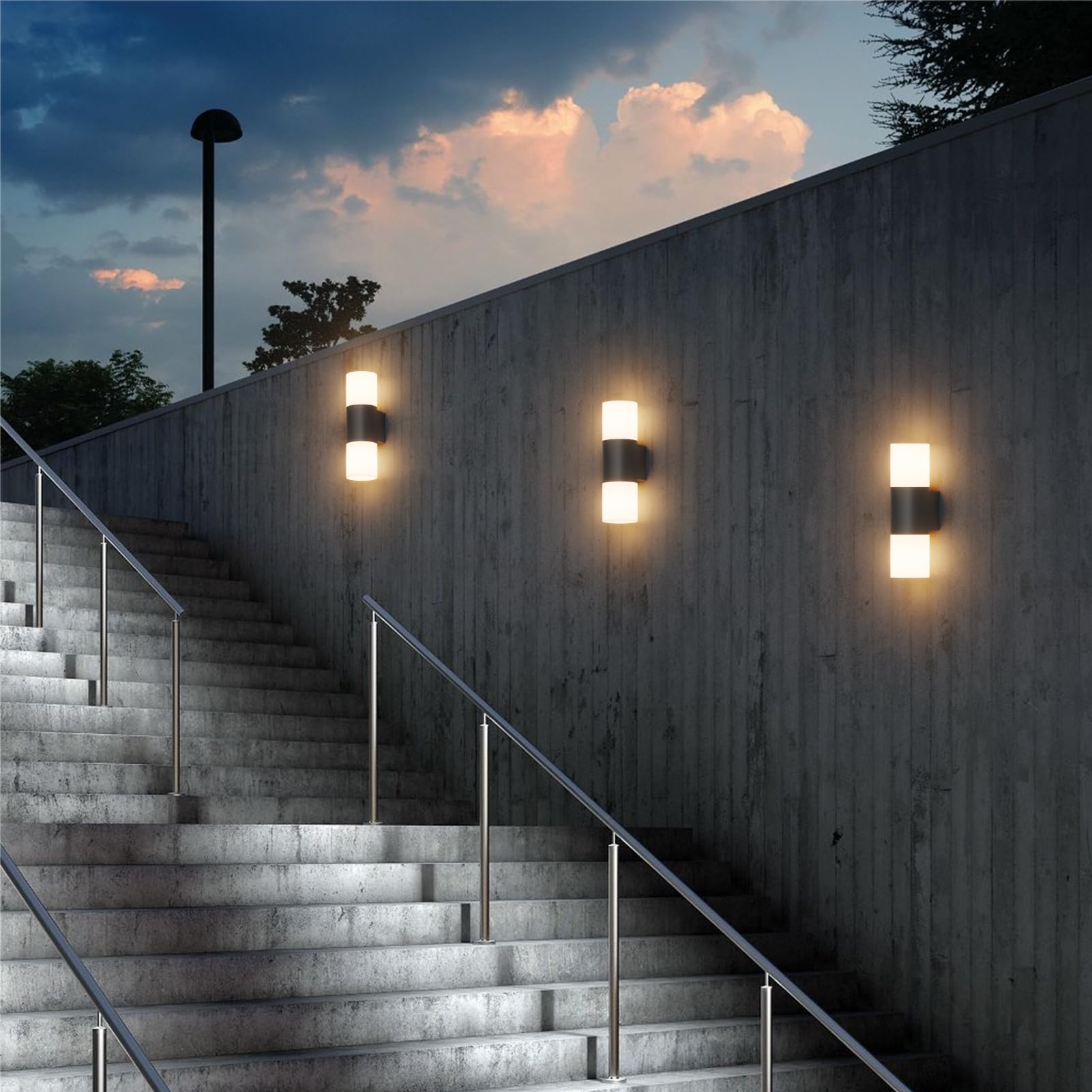 Klighten 2 Stück Außenwandleuchten E27 Up and Down, Wandleuchten Außen/Innen 2 flammig, Schwarz Außenlampe, IP65 Aussenlampe, Außenleuchte Aluminium, Wandlampe für Eingang Terrass, ohne Leuchtmittel