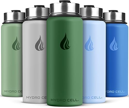 Miniatura 111 de HYDRO CELL Botella de agua aislada de acero inoxidable con pajilla, para bebidas frías y calientes, frasco de vacío de metal con tapa de rosca y