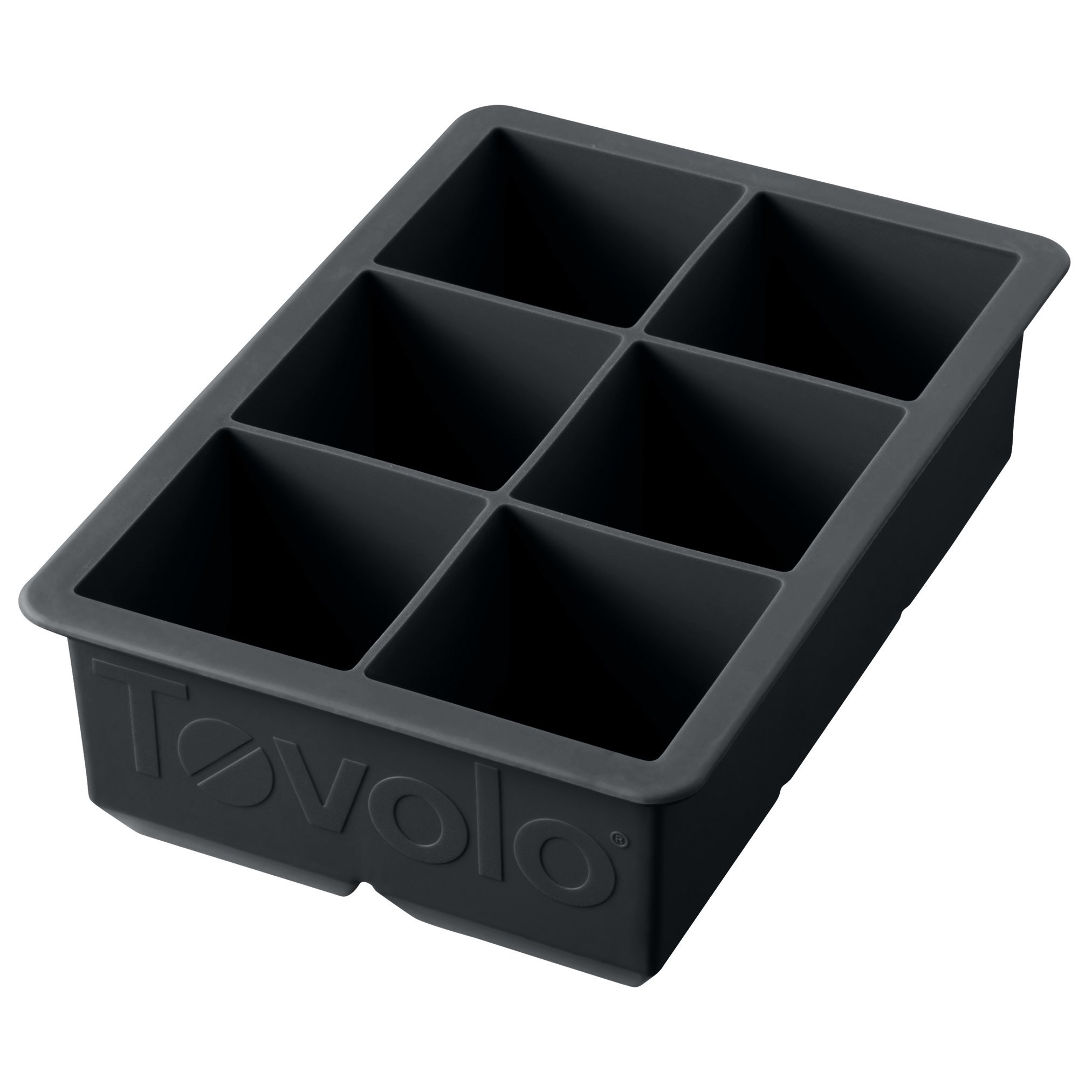 Tovolo Inch Large King Craft Ice Mold Freezer Tray of 2" Cubes for Whiskey, Bourbon, Spirits & Liquor Drinks, BPA-Free Silicone, Set of 1, Charcoal