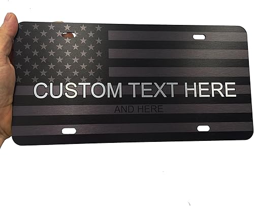 Miniatura 20 de JASS GRAPHIX Placa de matrícula personalizada con la bandera estadounidense de línea amarilla, homenaje personalizado a despachadores y operadores