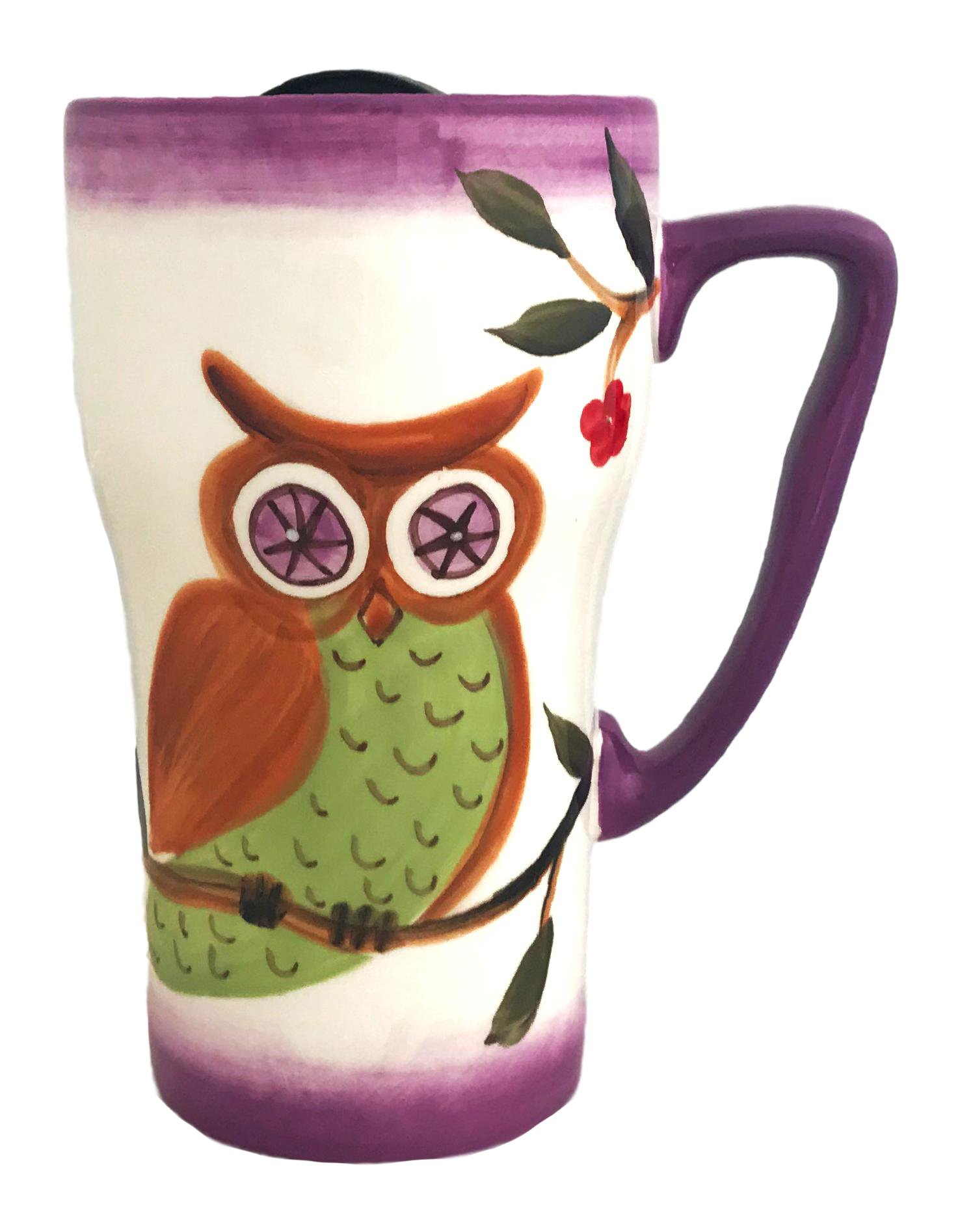 Owl Design Coffee Travel Mug with Lid