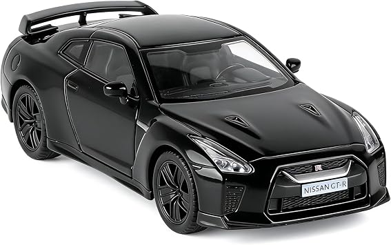 سيارة نيسان GTR R35 دييكاست موديل بمقياس 1/36، سيارات لعبة قابلة للسحب للأطفال والأولاد والبنات والكبار هدية عيد ميلاد باللون الأسود